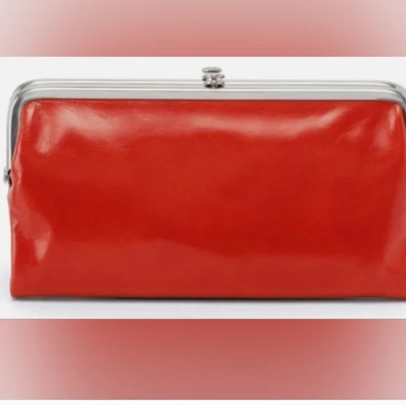 HOBO LAUREN COLLECTION Red Leather Clutch with Silver Frame - Picture 1 of 6